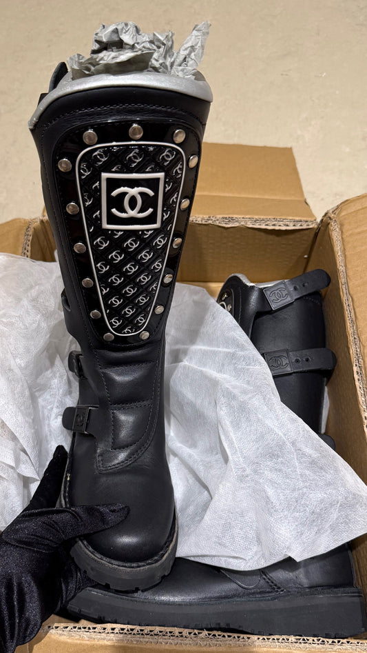Chanel CC leather biker/motor boots - EU 36