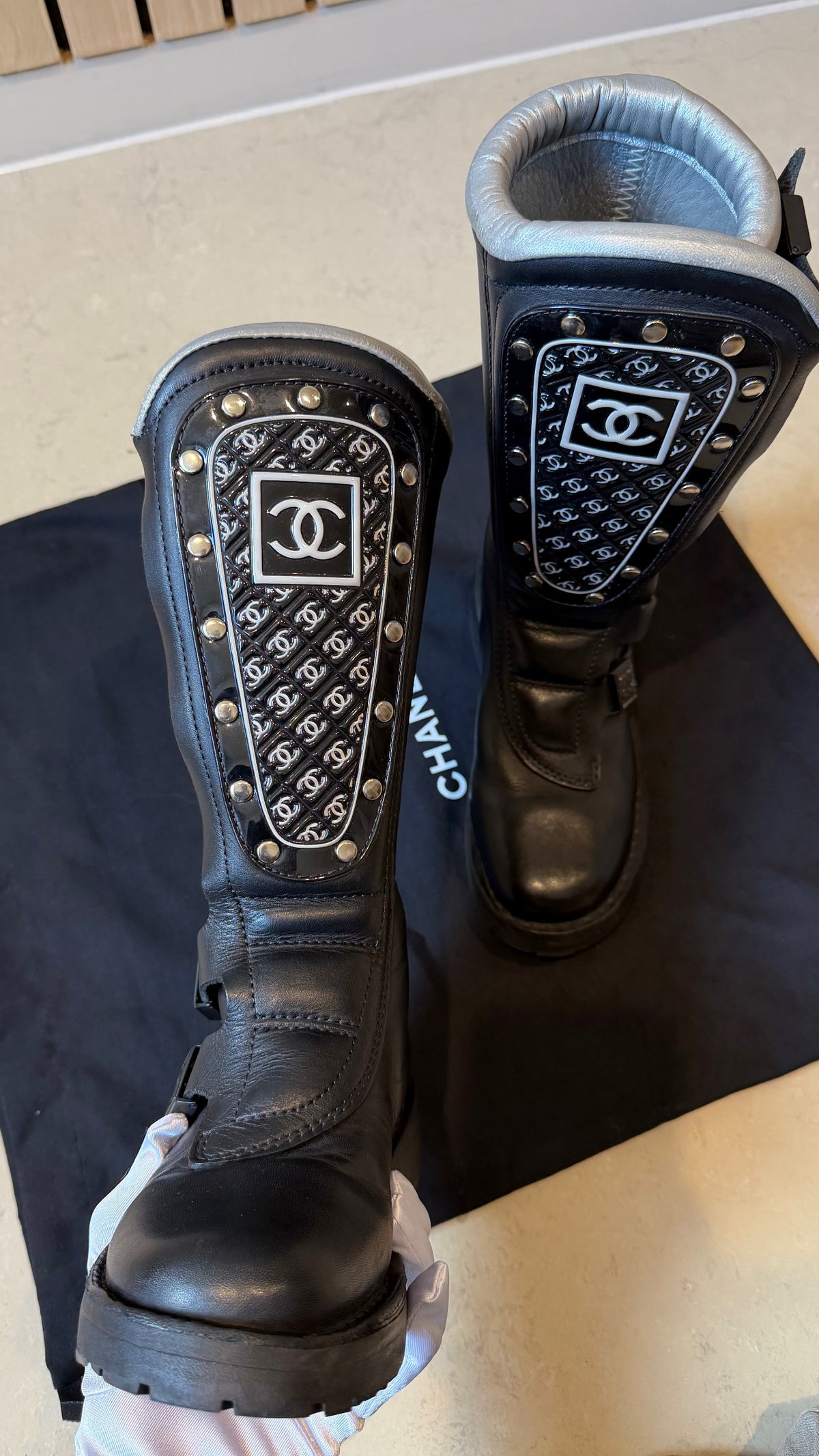 Chanel CC leather biker/motor boots - EU 36