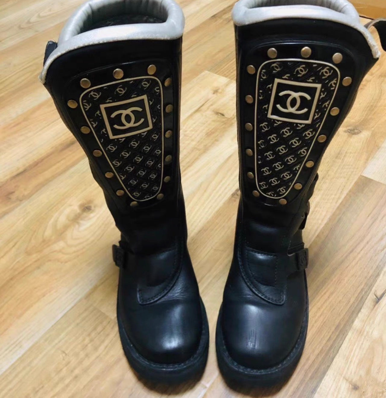 Chanel CC leather biker/motor boots - EU 36