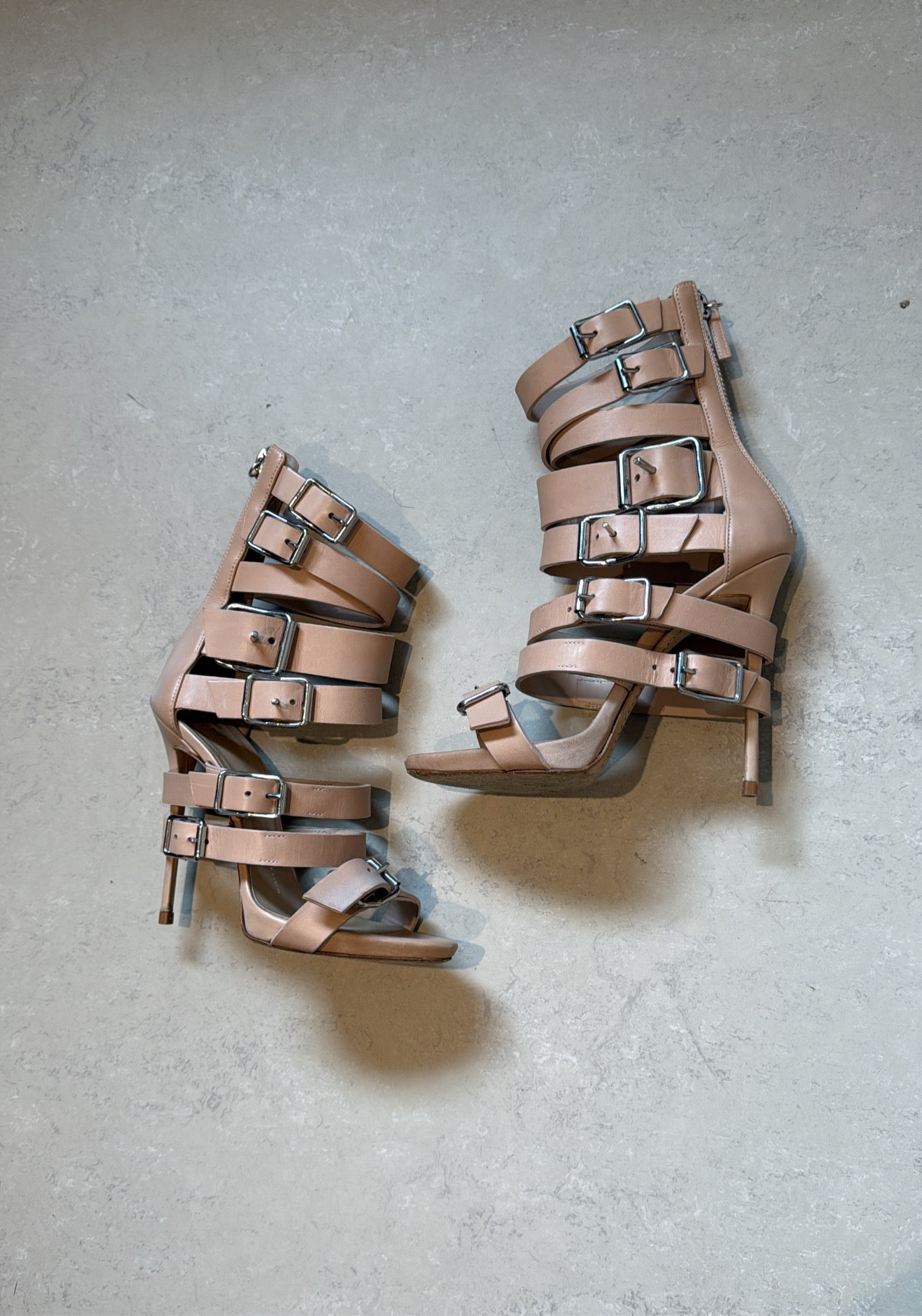 GIUSEPPE ZANOTTI - NUDE MULTI STRAP HEEL EU 37.5
