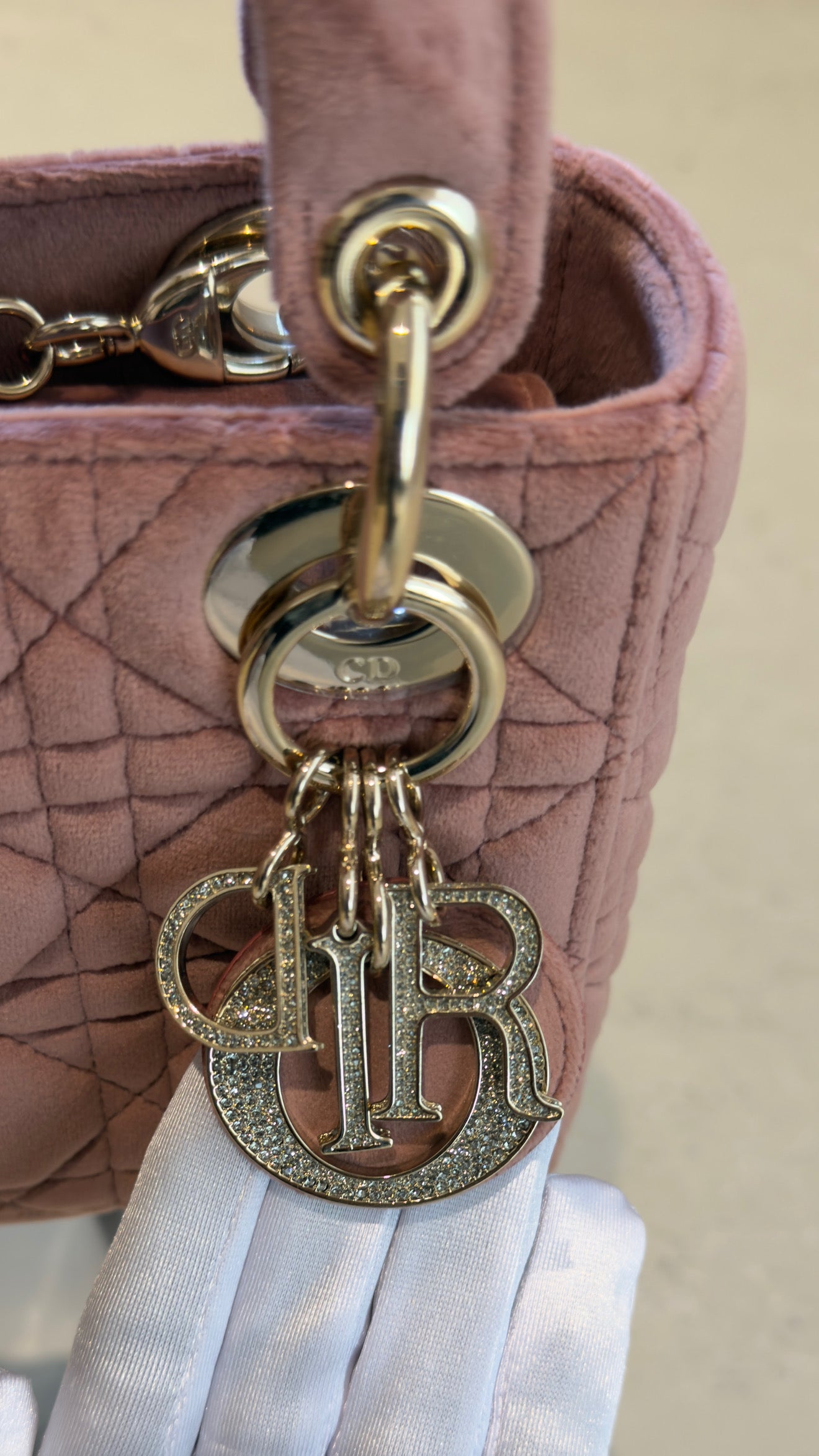 Dior - Mini lady Dior crystal dusty rose | velvet