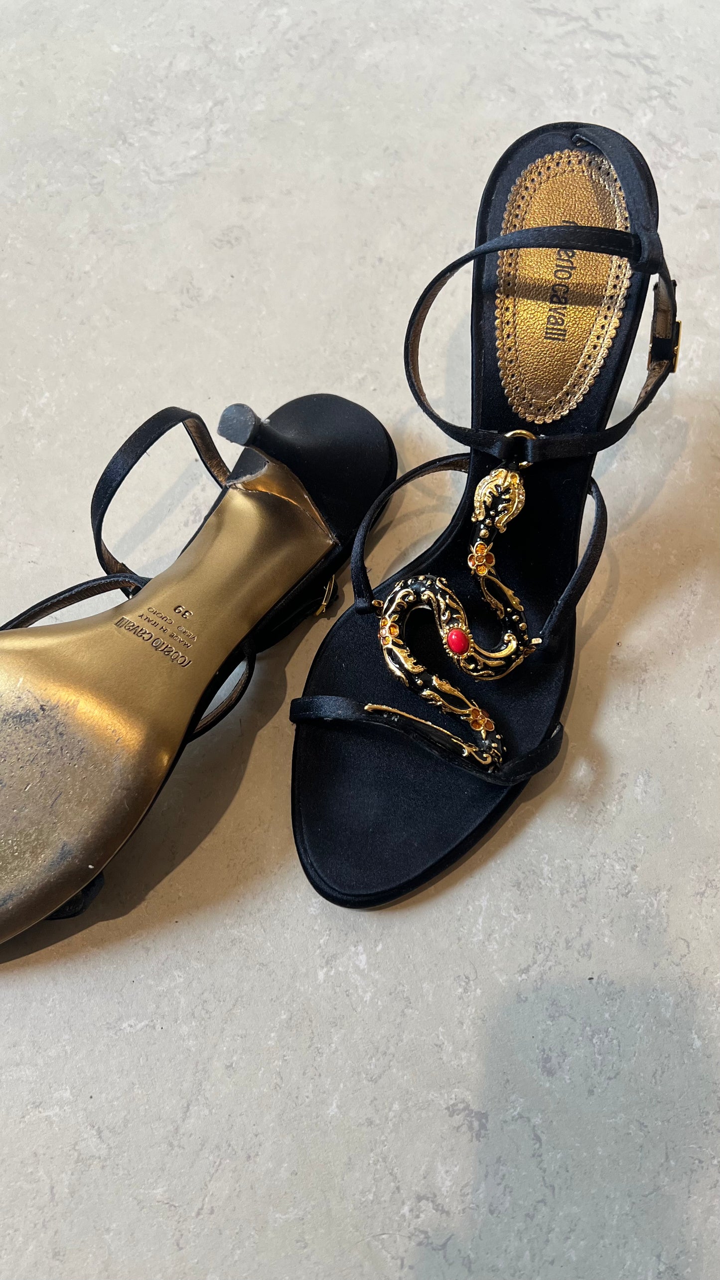 ROBERTO CAVALLI SNAKE SANDAL/SERPENT HEEL - EU 39