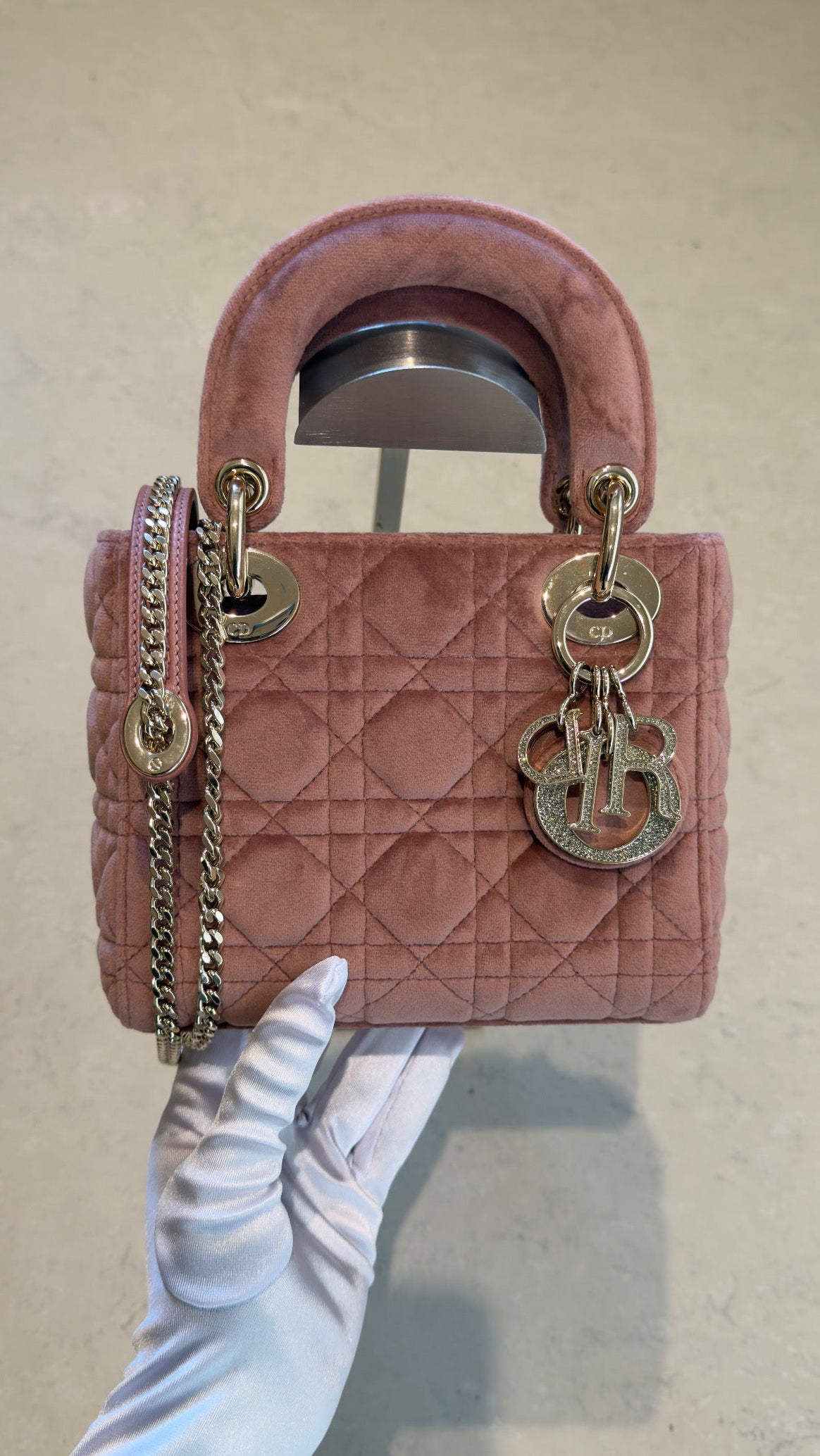 Dior - Mini lady Dior crystal dusty rose | velvet