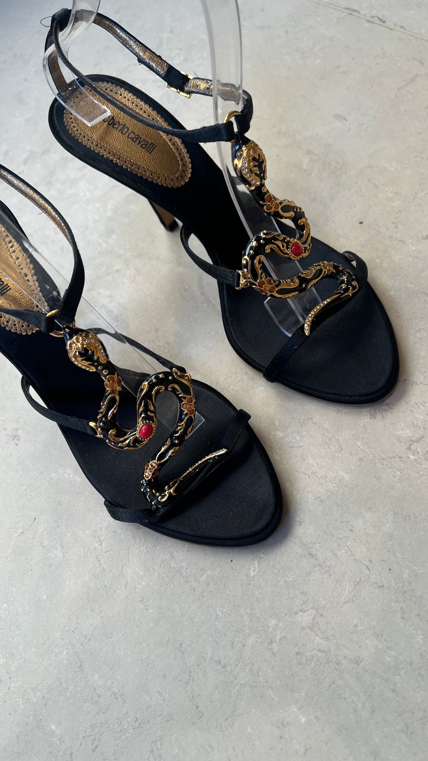 ROBERTO CAVALLI SNAKE SANDAL/SERPENT HEEL - EU 39