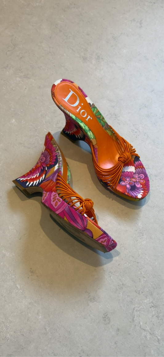 John Galliano DIOR 2004 - multicolour cloth heels - EU 39