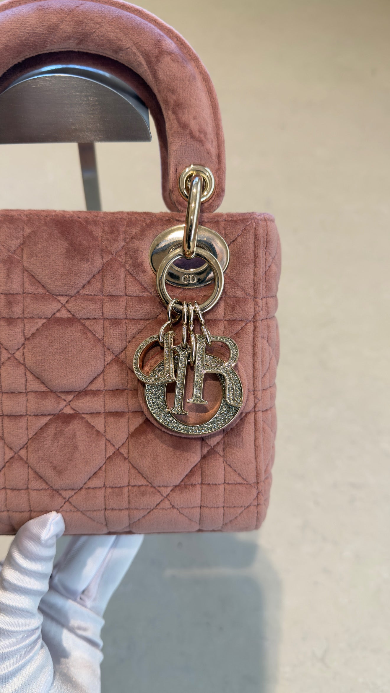 Dior - Mini lady Dior crystal dusty rose | velvet