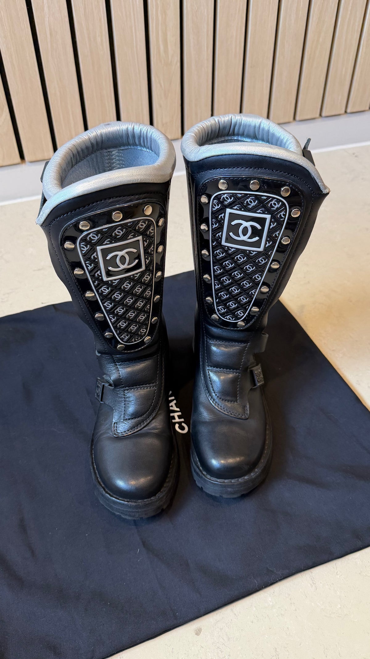 Chanel CC leather biker/motor boots - EU 36