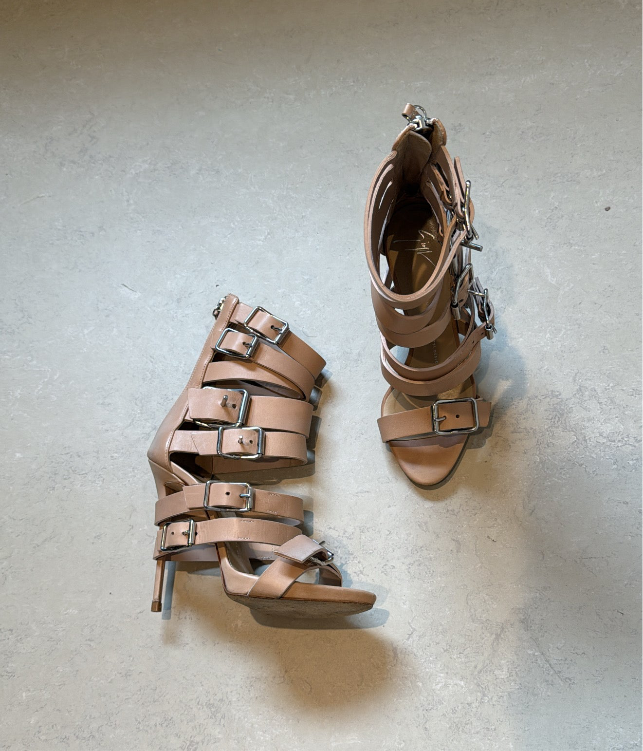 GIUSEPPE ZANOTTI - NUDE MULTI STRAP HEEL EU 37.5