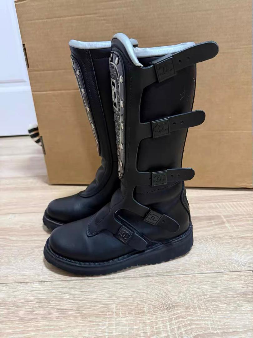 Chanel CC leather biker/motor boots - EU 36